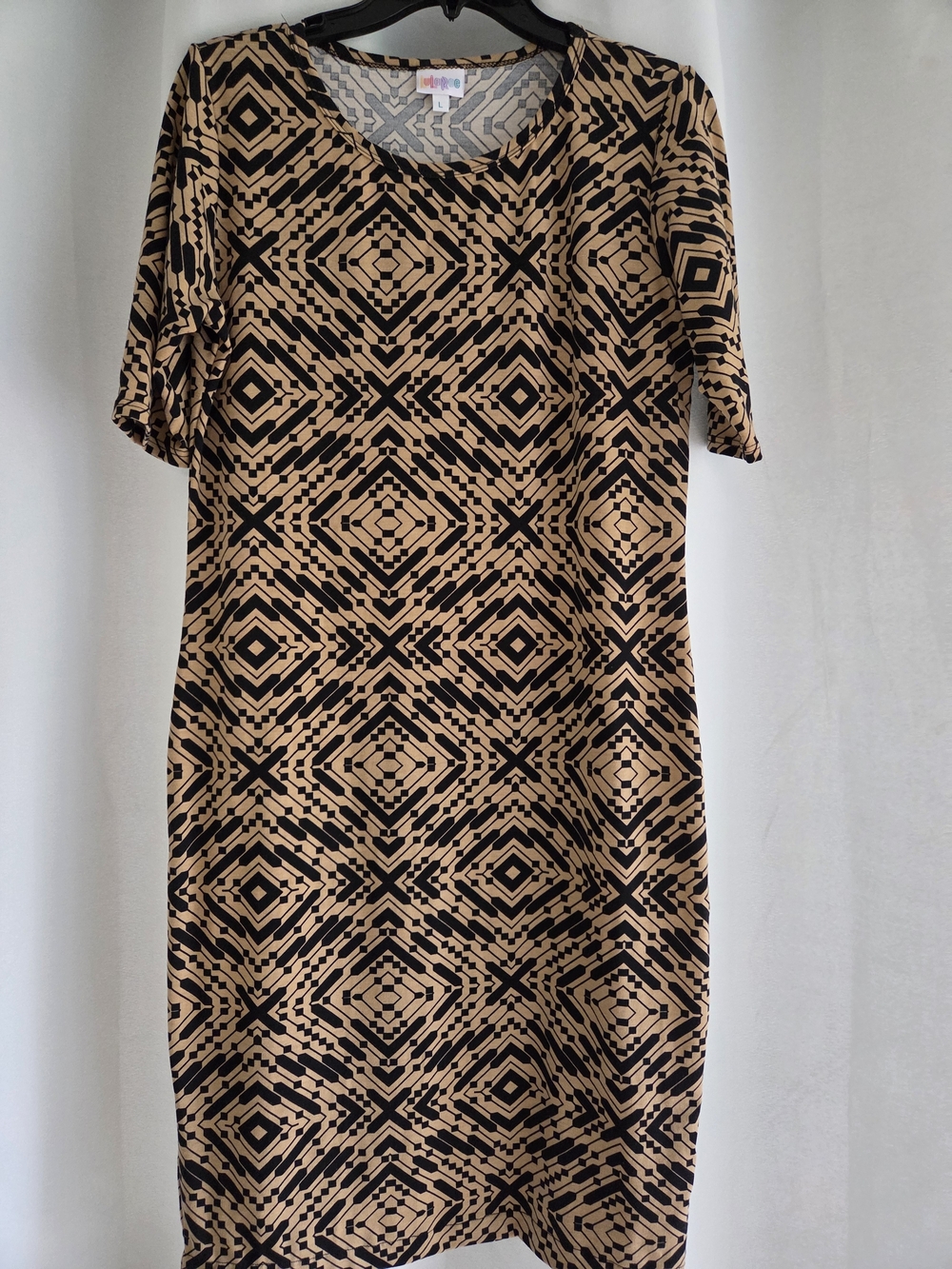 LuLaRoe Julia Dress Large Geometric Diamond Print Short Sleeve